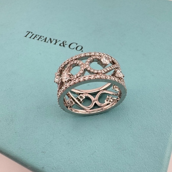 RARE Tiffany & Co. Diamond Enchant Scroll Ring in Platinum Retired 1.3 TCW - Picture 3 of 9